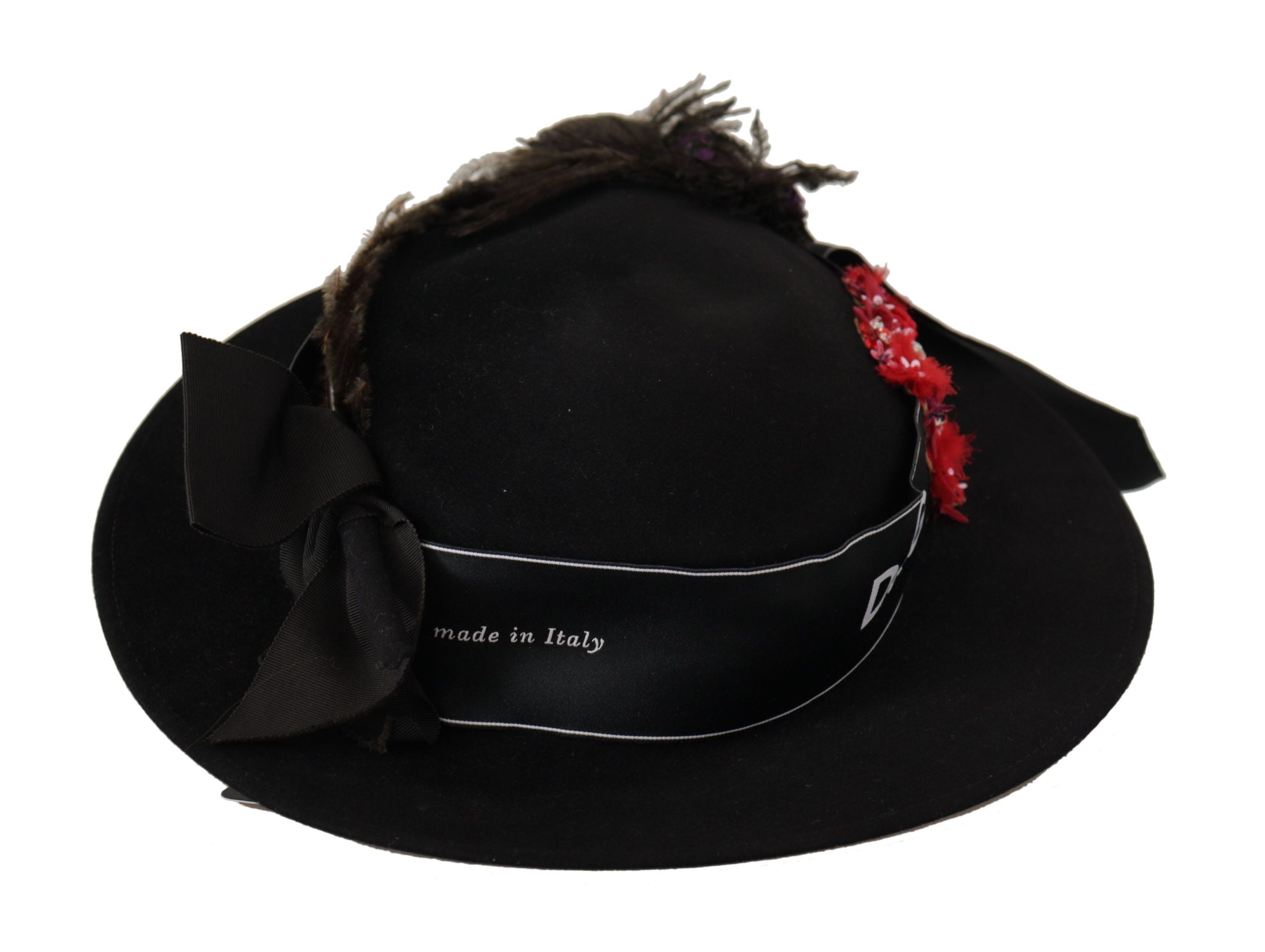 Dolce & Gabbana Elegant Wide Brim Black Hat - Luksusmuotia Dolce & Gabbana - Tutustu YVES JAVANNI® 