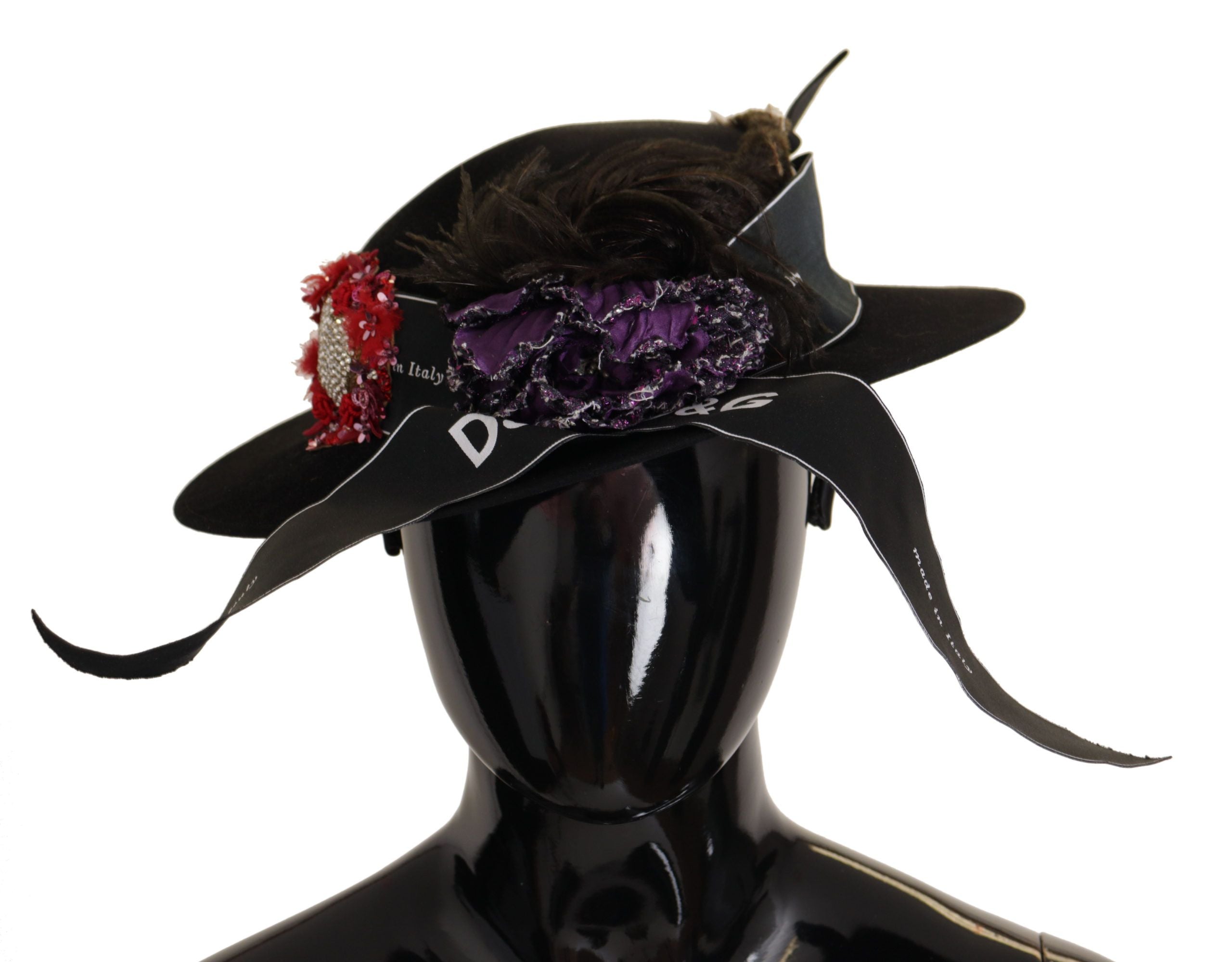 Dolce & Gabbana Elegant Wide Brim Black Hat - Luksusmuotia Dolce & Gabbana - Tutustu YVES JAVANNI® 