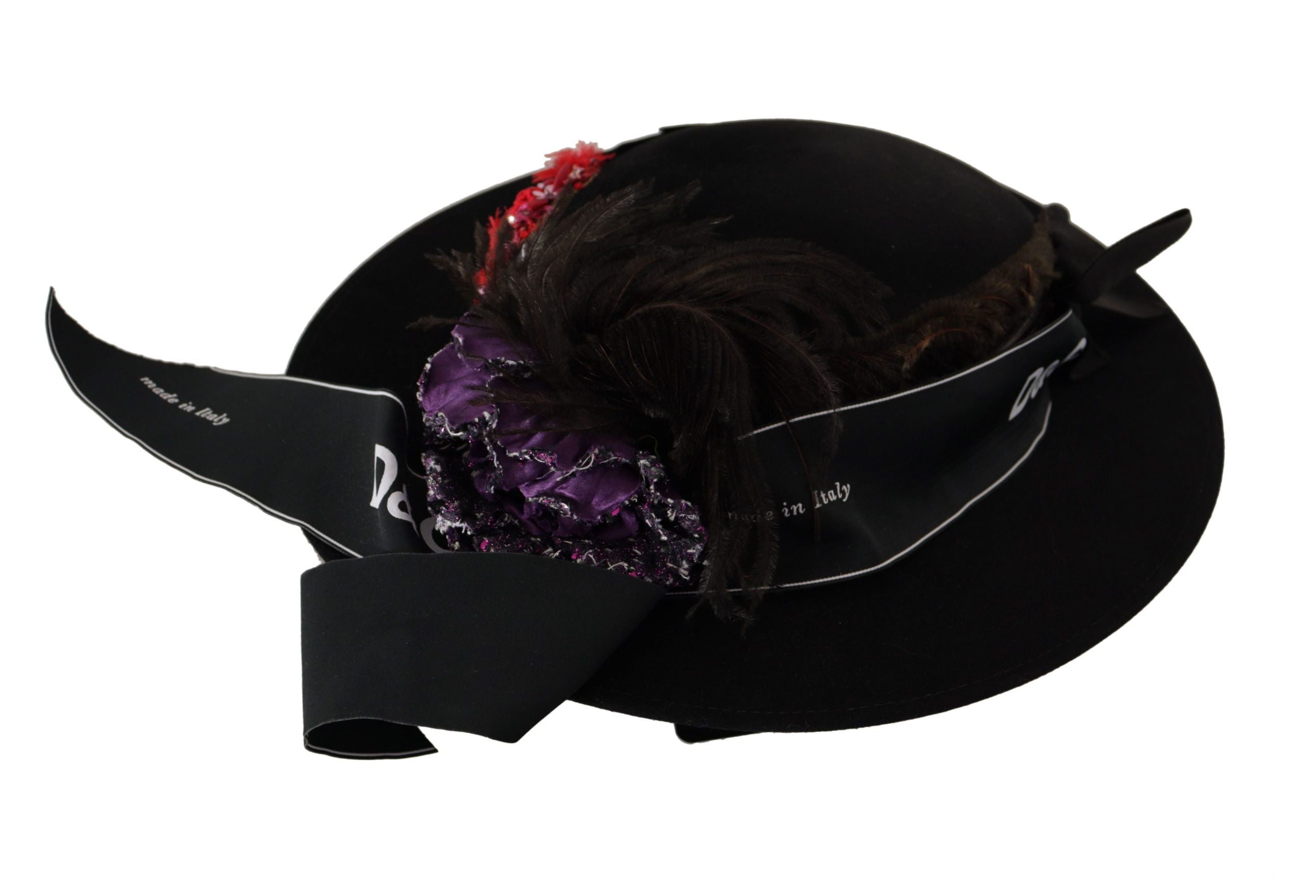 Dolce & Gabbana Elegant Wide Brim Black Hat - Luksusmuotia Dolce & Gabbana - Tutustu YVES JAVANNI® 