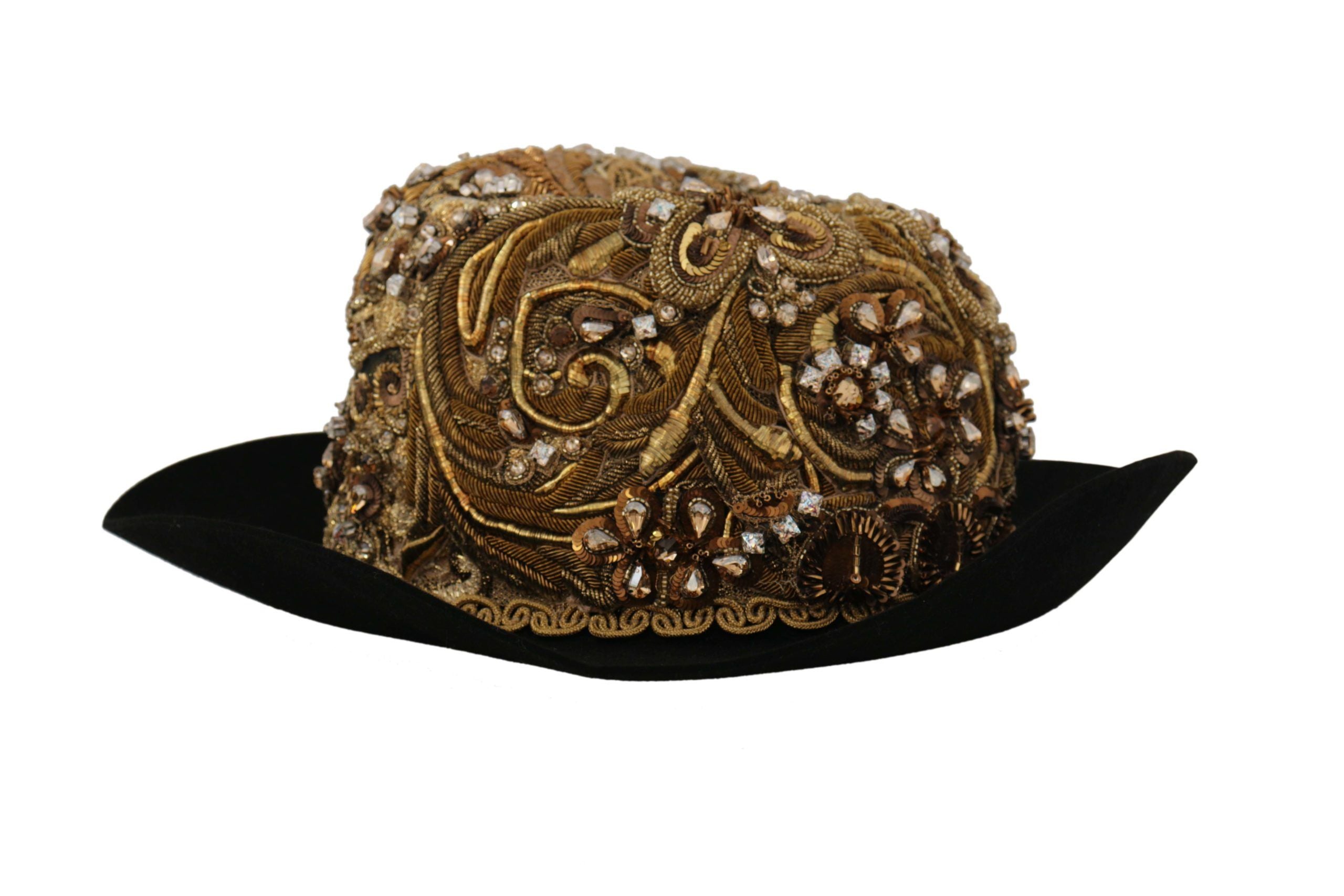 Dolce & Gabbana Elegant Black Gold Studded Fedora - Luksusmuotia Dolce & Gabbana - Tutustu YVES JAVANNI® 