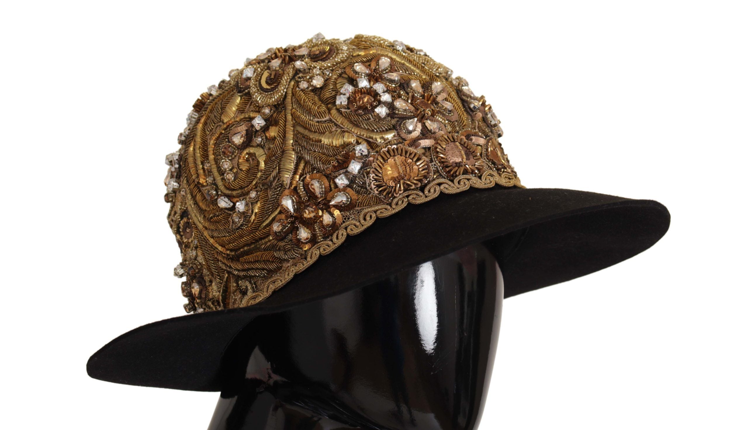 Dolce & Gabbana Elegant Black Gold Studded Fedora - Luksusmuotia Dolce & Gabbana - Tutustu YVES JAVANNI® 