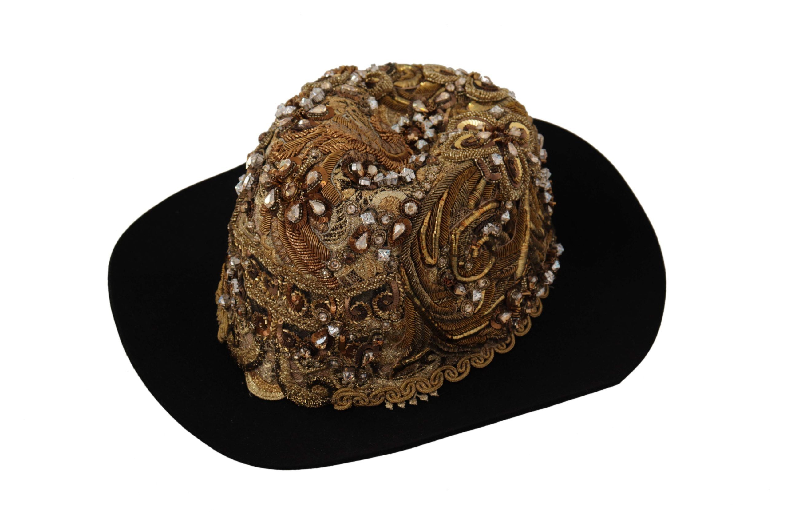 Dolce & Gabbana Elegant Black Gold Studded Fedora - Luksusmuotia Dolce & Gabbana - Tutustu YVES JAVANNI® 