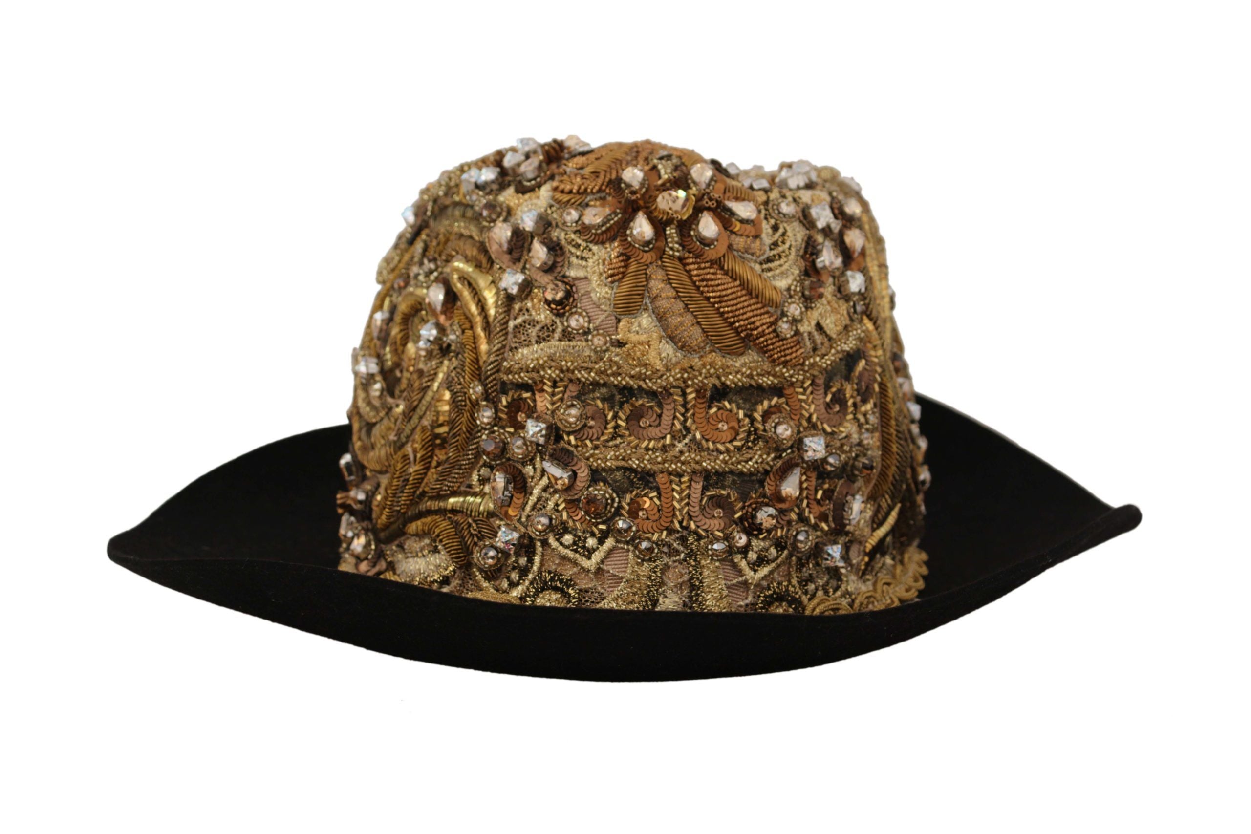 Dolce & Gabbana Elegant Black Gold Studded Fedora - Luksusmuotia Dolce & Gabbana - Tutustu YVES JAVANNI® 