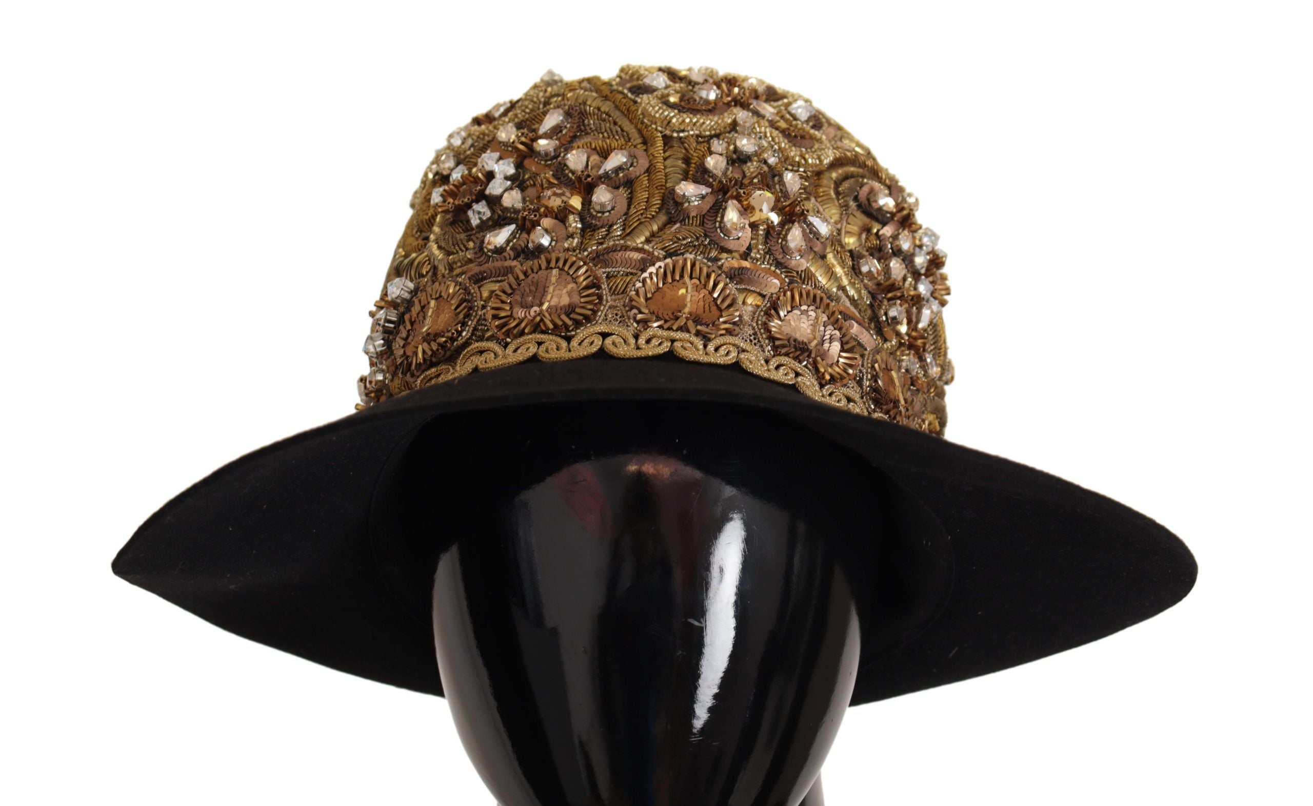 Dolce & Gabbana Elegant Black Gold Studded Fedora - Luksusmuotia Dolce & Gabbana - Tutustu YVES JAVANNI® 