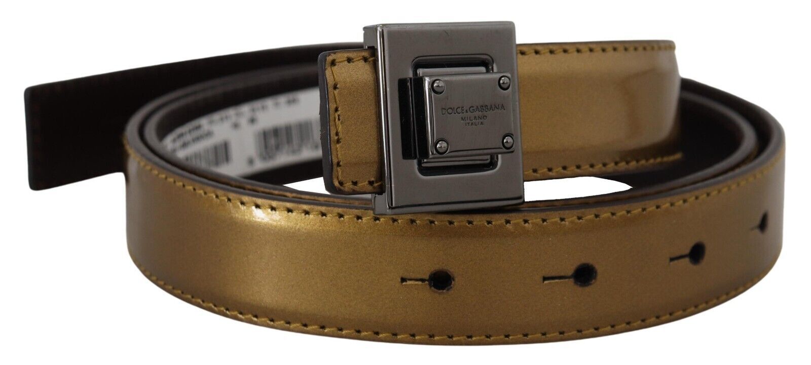 Dolce & Gabbana Gold Square Buckle Leather Belt - Luksusmuotia Dolce & Gabbana - Tutustu YVES JAVANNI® 