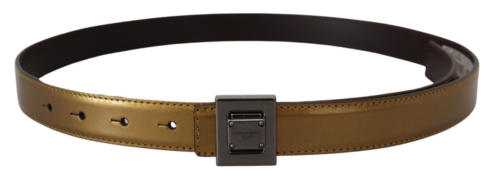 Dolce & Gabbana Gold Square Buckle Leather Belt - Luksusmuotia Dolce & Gabbana - Tutustu YVES JAVANNI® 