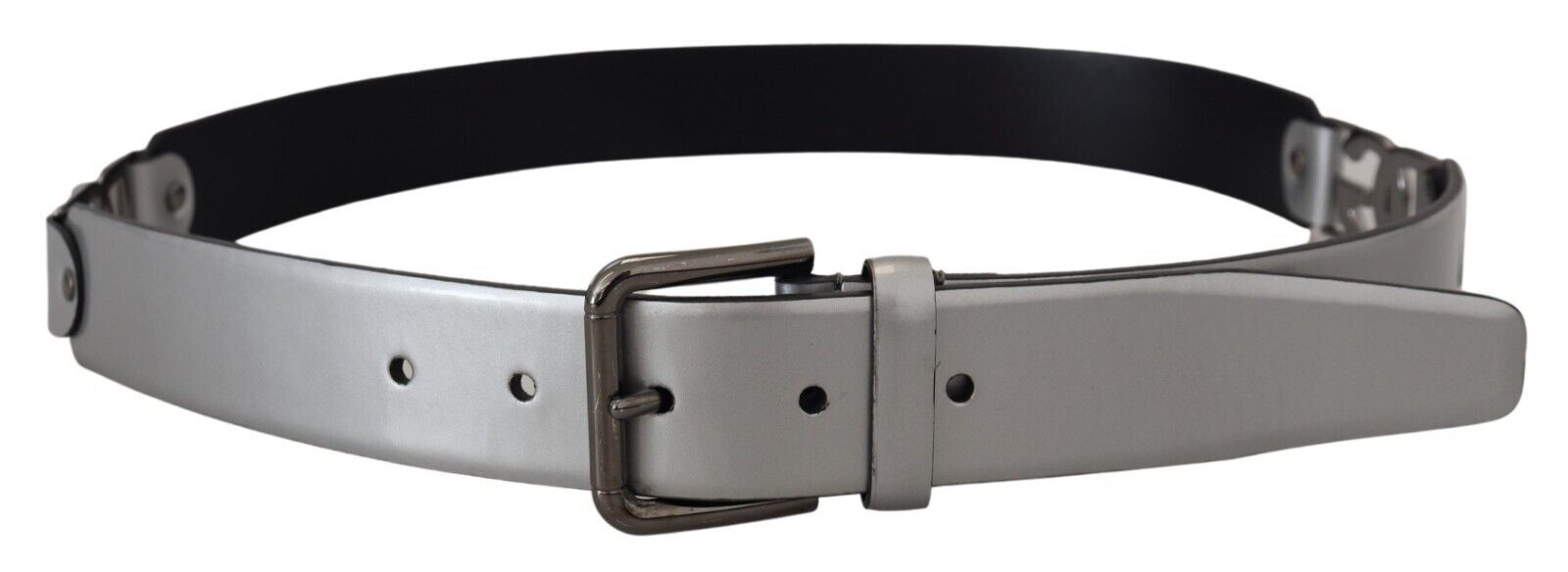 Dolce & Gabbana Chic Silver Leather Belt with Metal Buckle - Luksusmuotia Dolce & Gabbana - Tutustu YVES JAVANNI® 