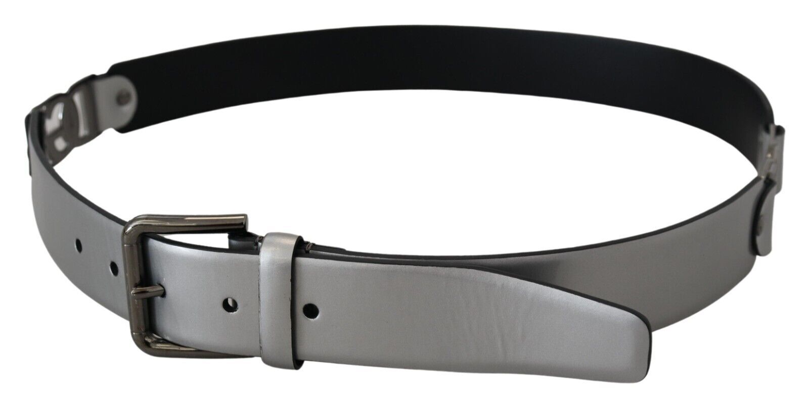 Dolce & Gabbana Chic Silver Leather Belt with Metal Buckle - Luksusmuotia Dolce & Gabbana - Tutustu YVES JAVANNI® 