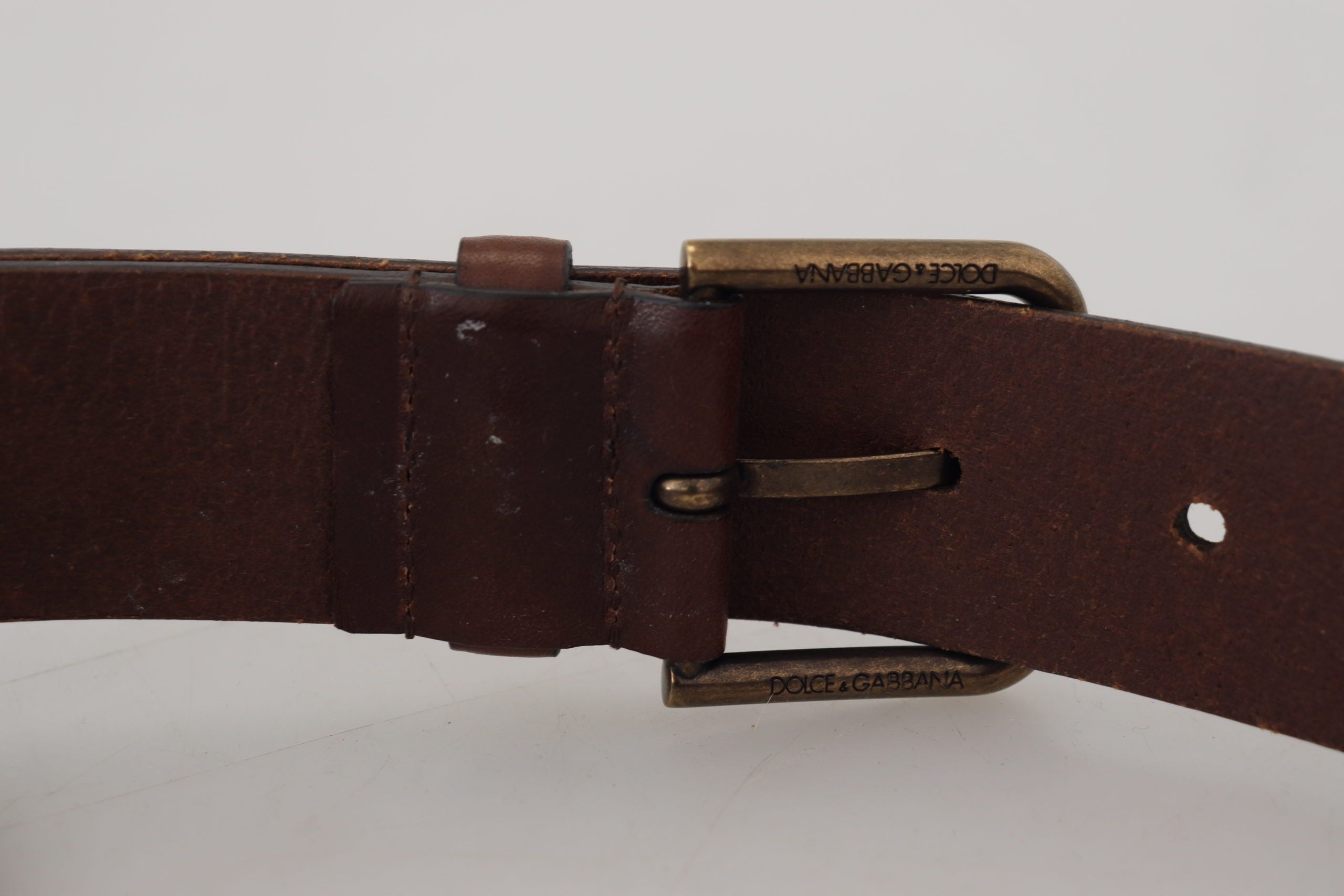 Dolce & Gabbana Elegant Brown Leather Belt with Metal Buckle - Luksusmuotia Dolce & Gabbana - Tutustu YVES JAVANNI® 