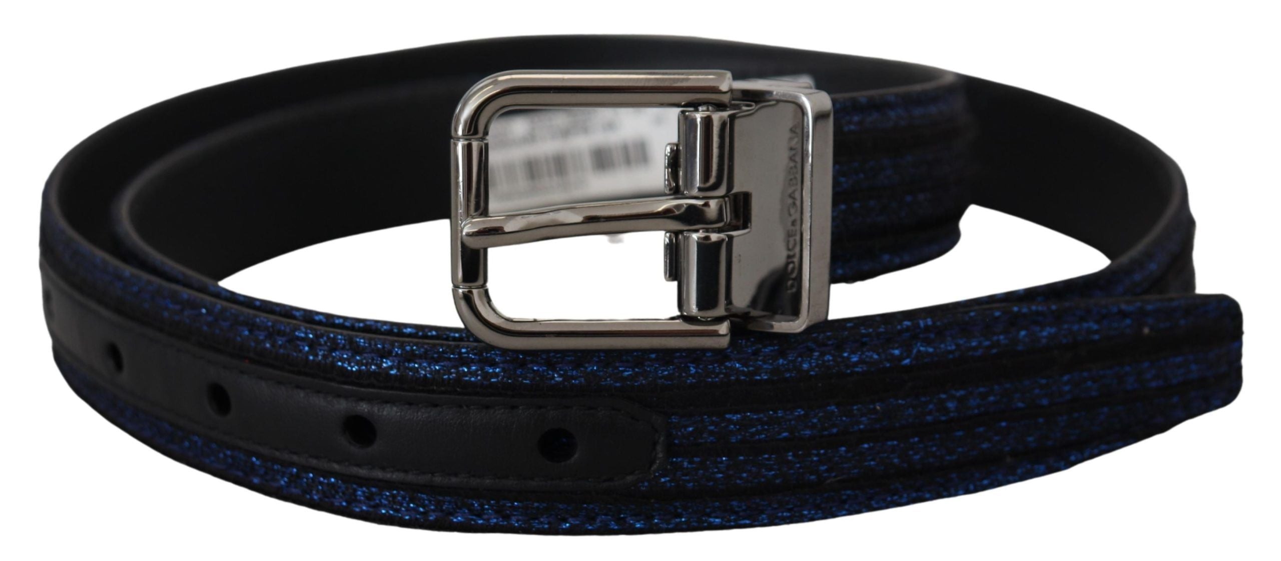 Dolce & Gabbana Elegant Blue Jacquard Leather Belt - Luksusmuotia Dolce & Gabbana - Tutustu YVES JAVANNI® 