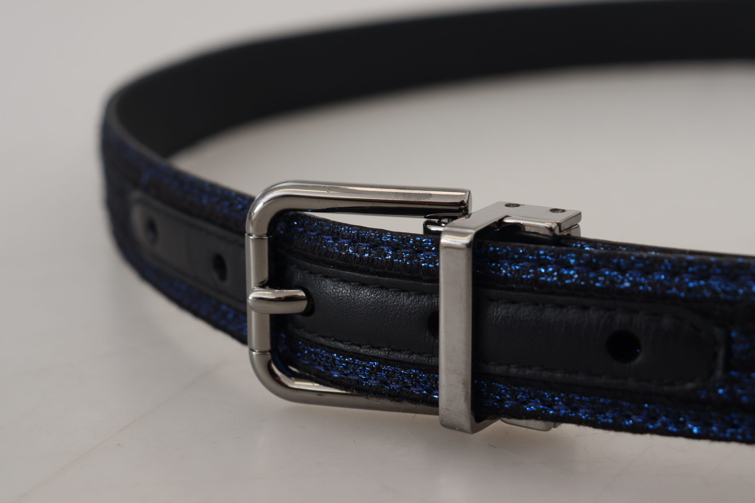 Dolce & Gabbana Elegant Blue Jacquard Leather Belt - Luksusmuotia Dolce & Gabbana - Tutustu YVES JAVANNI® 