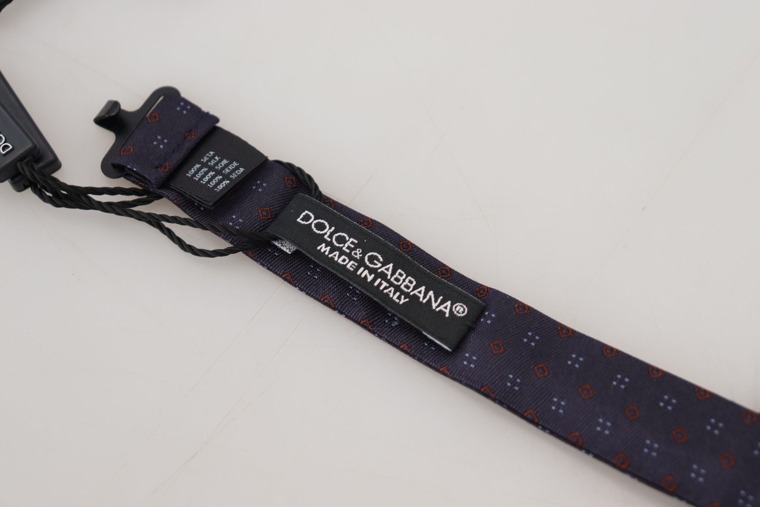 Dolce & Gabbana Blue Pattern Silk Adjustable Neck Papillon Bow Tie