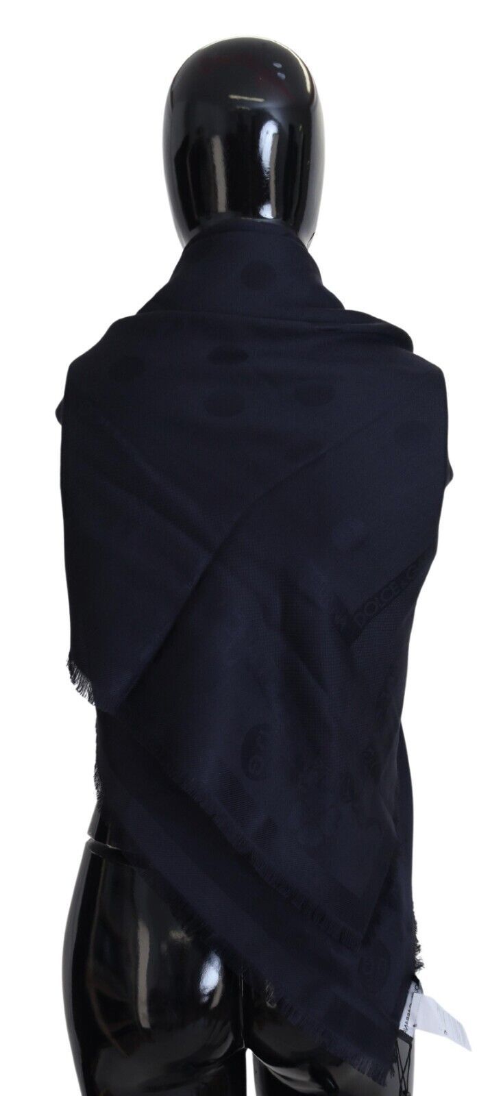 Dolce & Gabbana Elegant Silk-Wool Fringed Scarf in Dark Blue - Luksusmuotia Dolce & Gabbana - Tutustu YVES JAVANNI® 