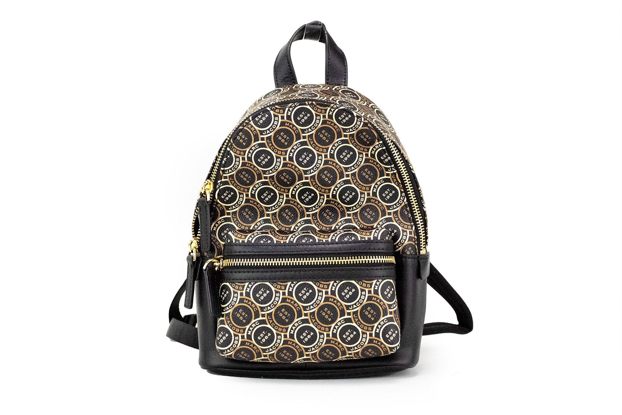 Marc Jacobs Signet Mini Black Logo Printed Leather Shoulder Backpack Bookbag - Luksuslaukut ja asusteet Marc Jacobs - Tutustu YVES JAVANNI® 