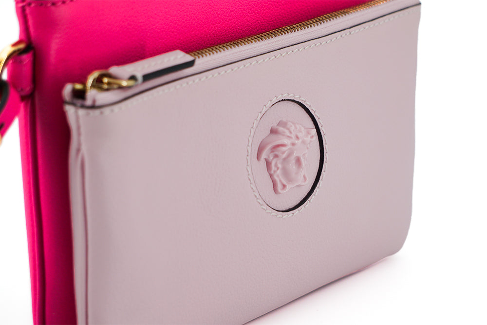 Versace Elegant Pink Leather Pouch Clutch - Luksuslaukut ja asusteet Versace - Tutustu YVES JAVANNI® 