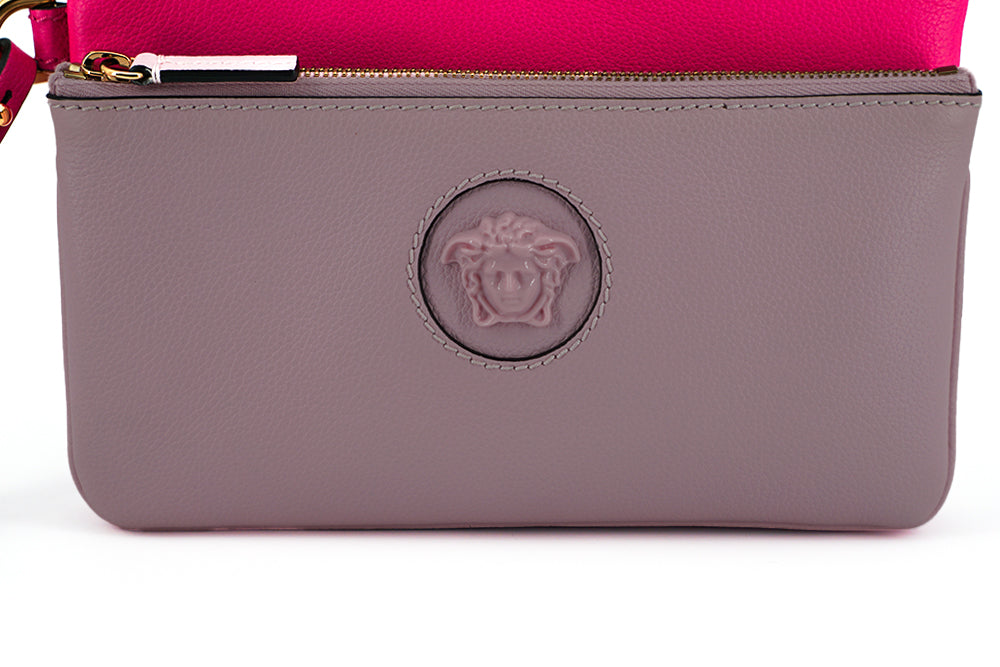 Versace Elegant Pink Leather Pouch Clutch - Luksuslaukut ja asusteet Versace - Tutustu YVES JAVANNI® 