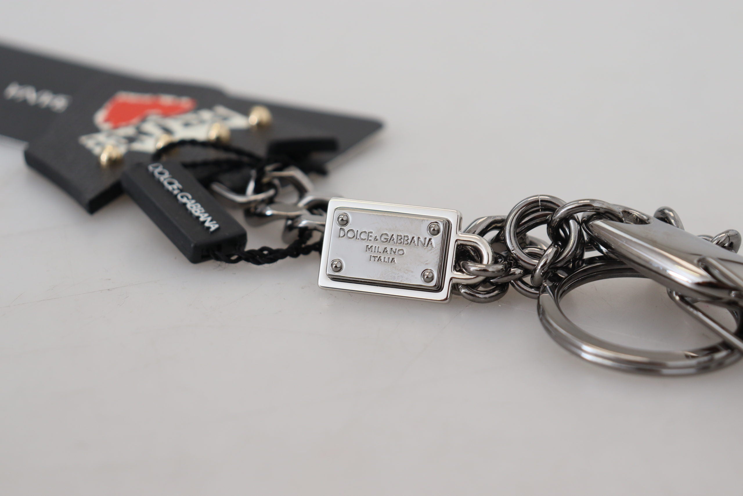 Dolce & Gabbana Elegant Silver and Black Designer Keychain - Luksusmuotia Dolce & Gabbana - Tutustu YVES JAVANNI® 