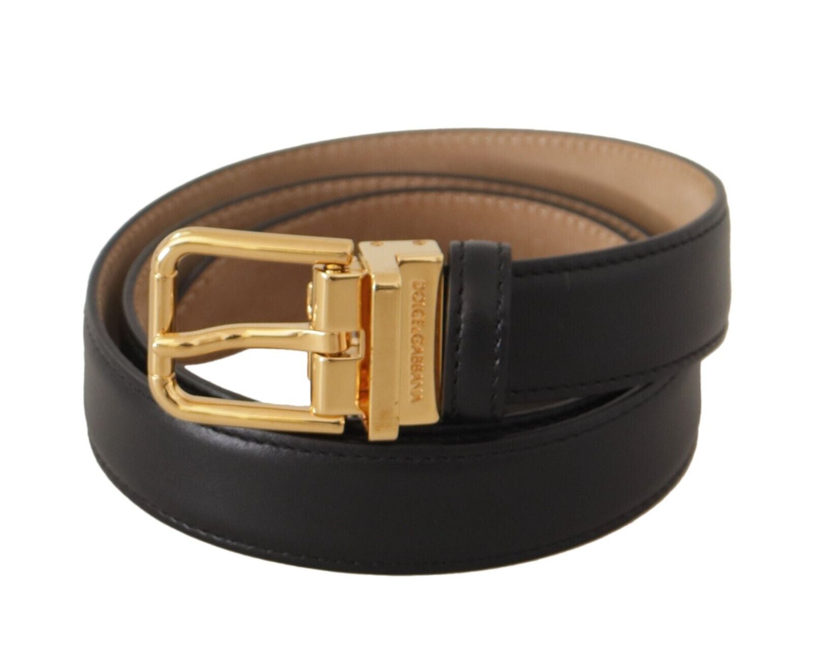 Dolce & Gabbana Elegant Black Leather Belt with Engraved Metal Buckle - Luksusmuotia Dolce & Gabbana - Tutustu YVES JAVANNI® 