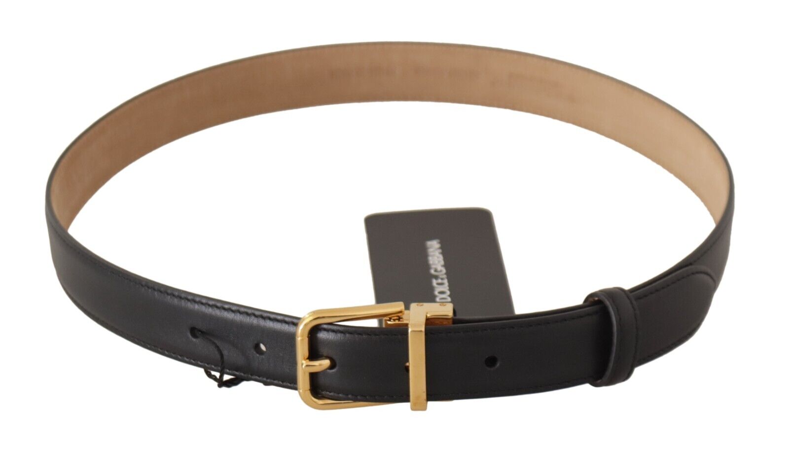 Dolce & Gabbana Elegant Black Leather Belt with Engraved Metal Buckle - Luksusmuotia Dolce & Gabbana - Tutustu YVES JAVANNI® 