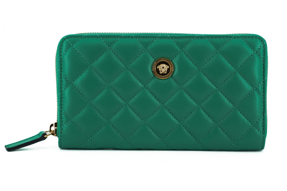 Versace Elegant Quilted Leather Zip Wallet - Luksuslaukut ja asusteet Versace - Tutustu YVES JAVANNI® 