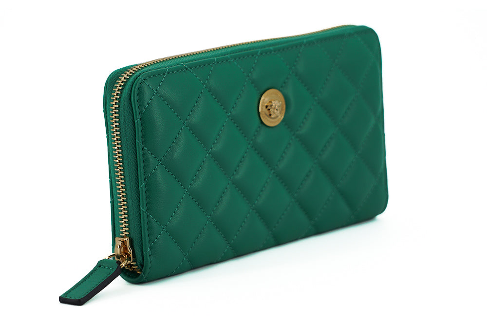 Versace Elegant Quilted Leather Zip Wallet - Luksuslaukut ja asusteet Versace - Tutustu YVES JAVANNI® 