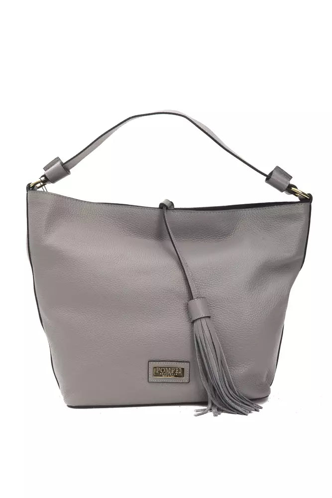 Pompei Donatella Gray Leather Women Shoulder Bag - Luksusmuotia Pompei Donatella - Tutustu YVES JAVANNI® 