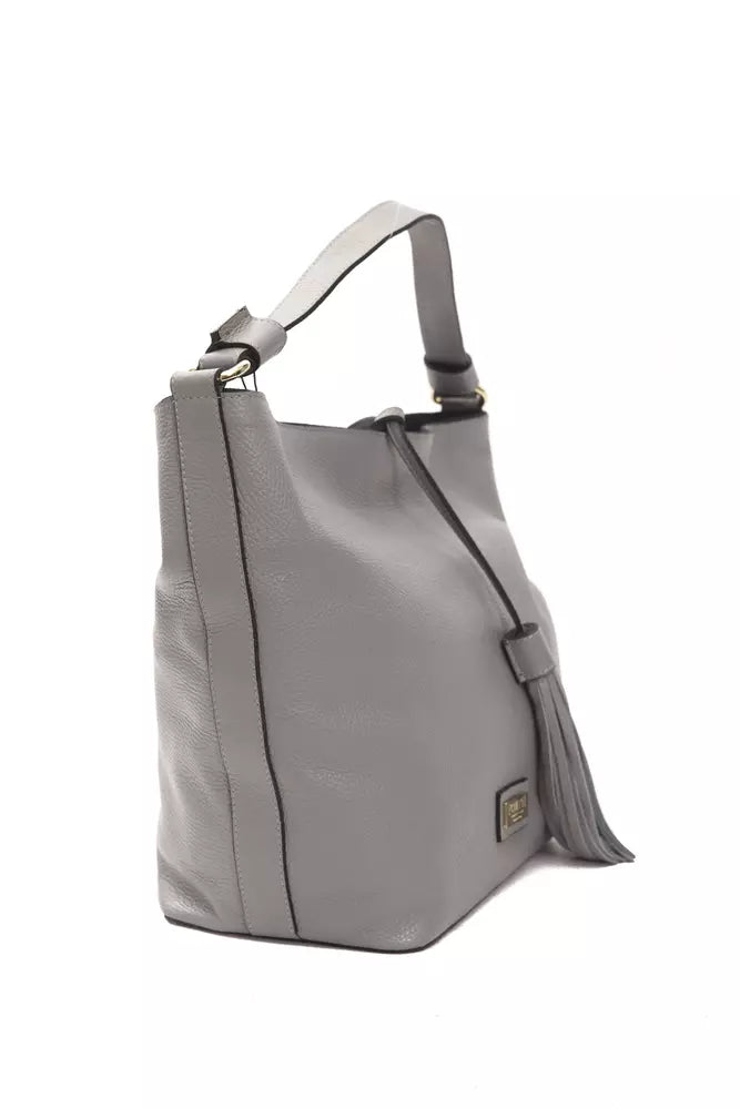 Pompei Donatella Gray Leather Women Shoulder Bag - Luksusmuotia Pompei Donatella - Tutustu YVES JAVANNI® 