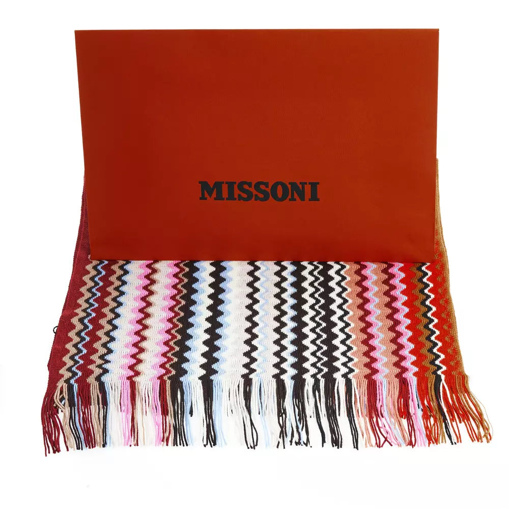 Missoni Geometric Pattern Fringed Scarf in Vibrant Tones - Luksusmuotia Missoni - Tutustu YVES JAVANNI® 