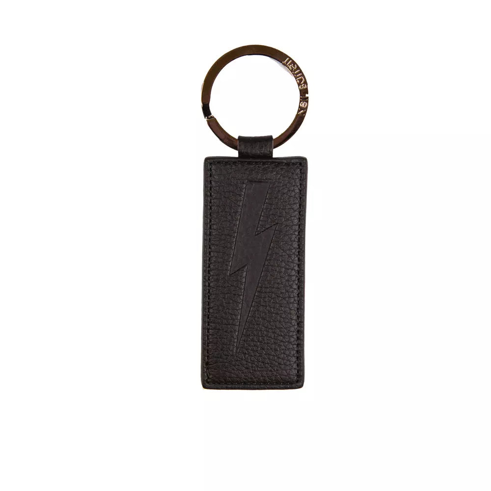 Neil Barrett Black Leather Men Keychain - Luksusmuotia Neil Barrett - Tutustu YVES JAVANNI® 