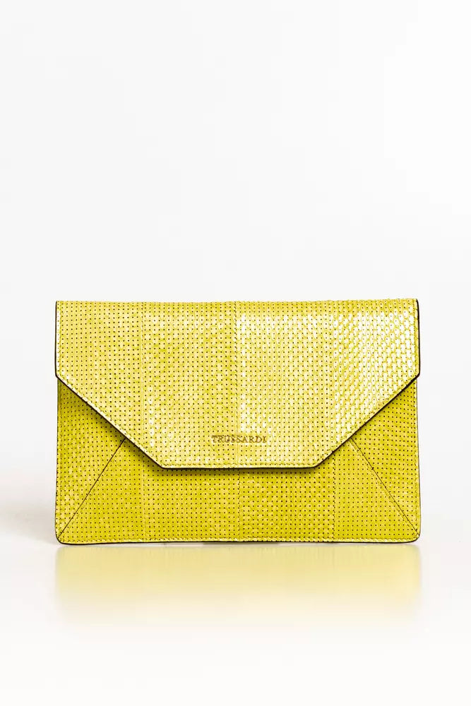 Trussardi Yellow Leather Women Clutch - Luksusmuotia Trussardi - Tutustu YVES JAVANNI® 