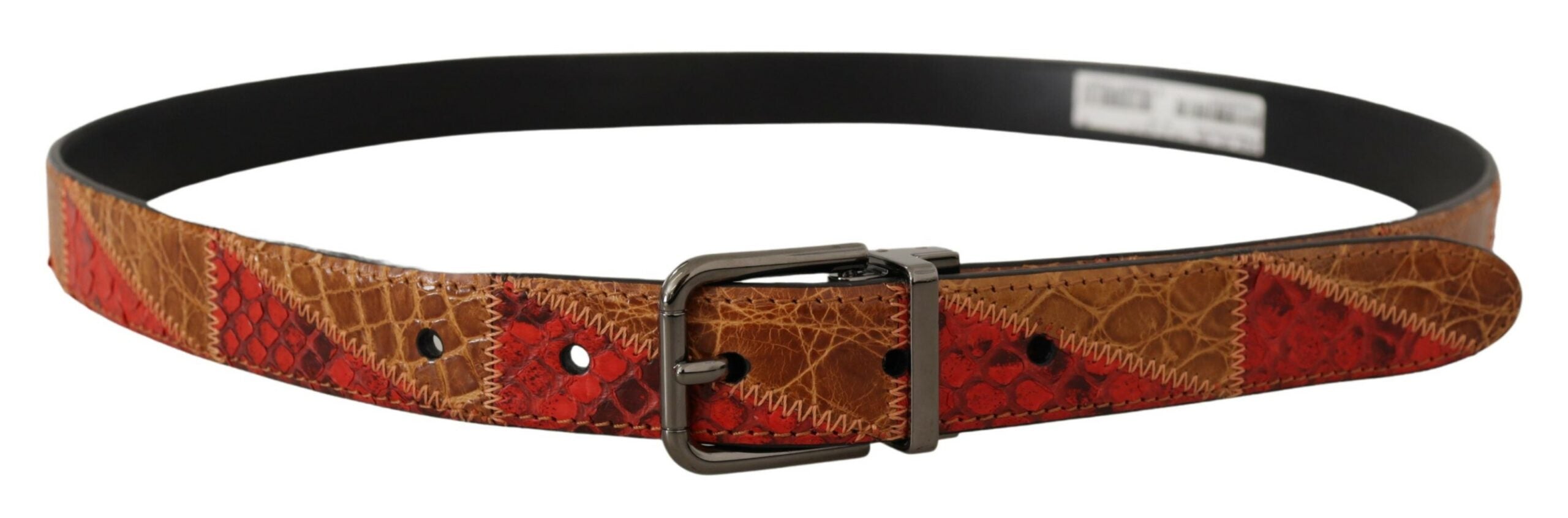 Dolce & Gabbana Elegant Two-Tone Snakeskin Leather Belt - Luksusmuotia Dolce & Gabbana - Tutustu YVES JAVANNI® 