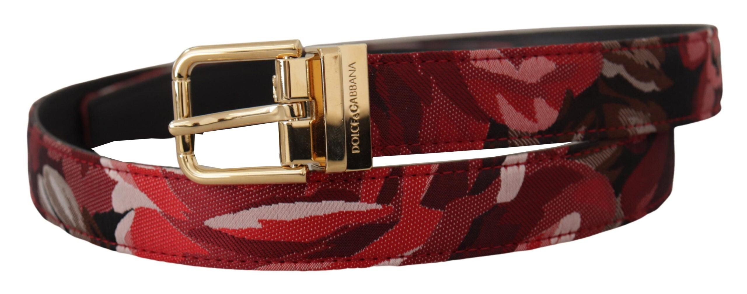 Dolce & Gabbana Red Multicolor Leather Belt with Gold-Tone Buckle - Luksusmuotia Dolce & Gabbana - Tutustu YVES JAVANNI® 