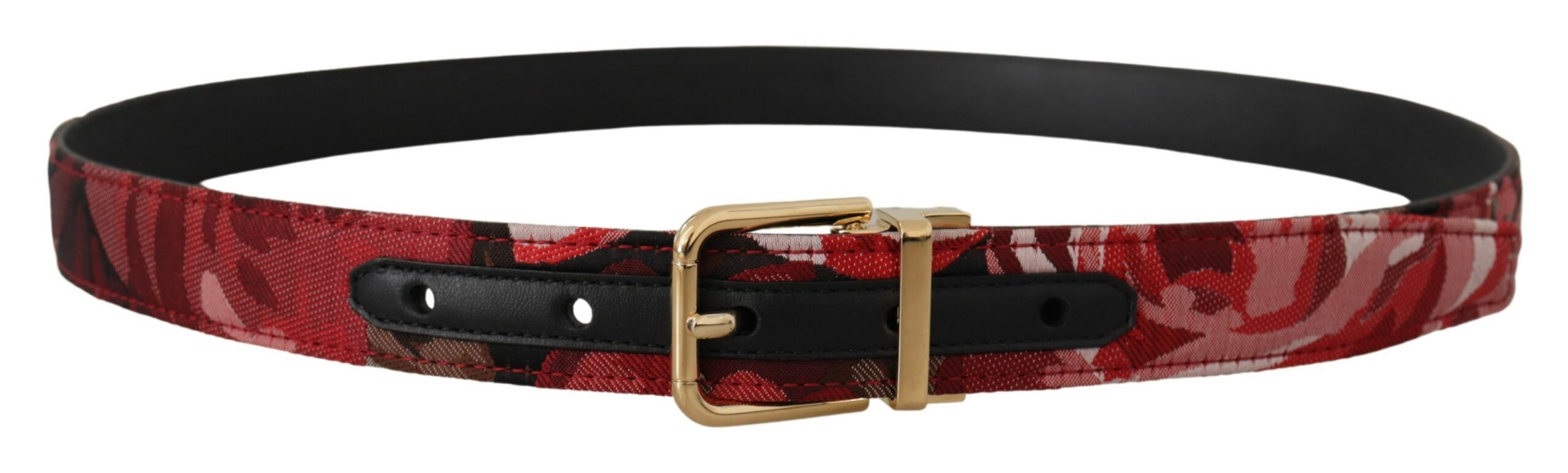 Dolce & Gabbana Red Multicolor Leather Belt with Gold-Tone Buckle - Luksusmuotia Dolce & Gabbana - Tutustu YVES JAVANNI® 