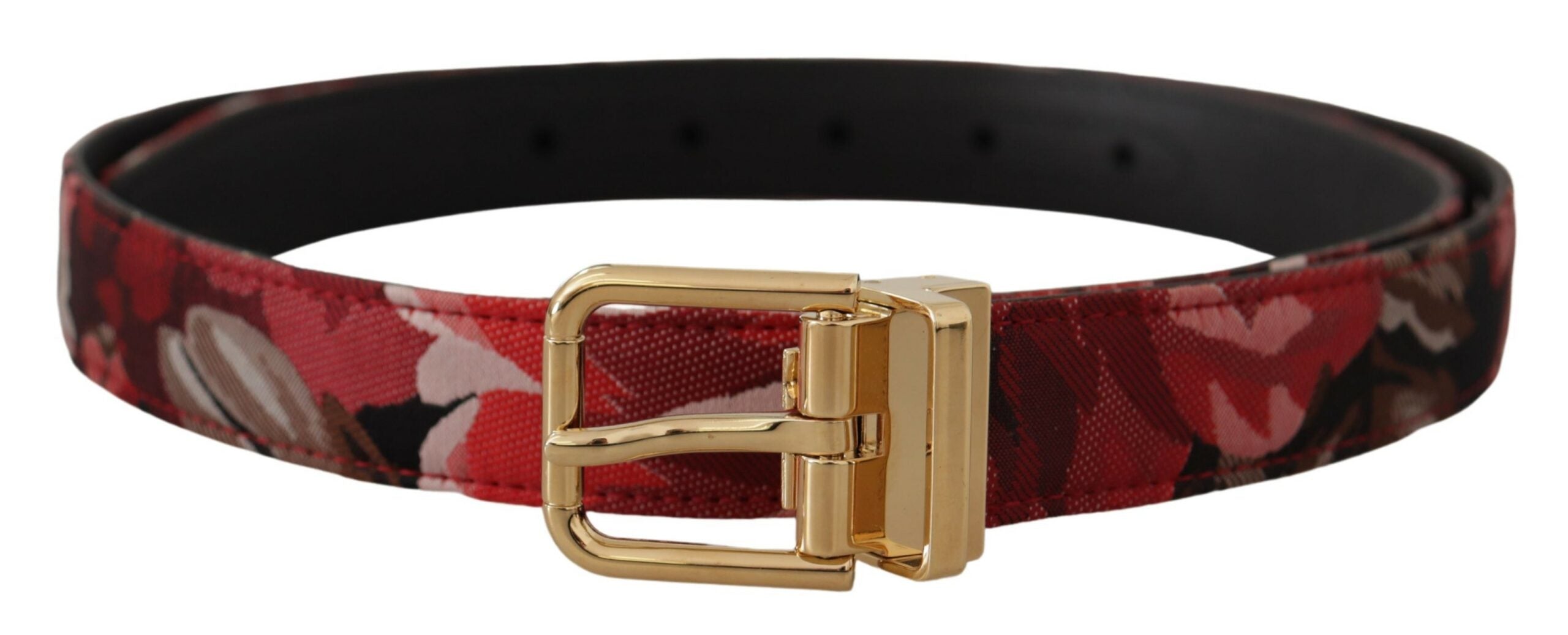 Dolce & Gabbana Red Multicolor Leather Belt with Gold-Tone Buckle - Luksusmuotia Dolce & Gabbana - Tutustu YVES JAVANNI® 