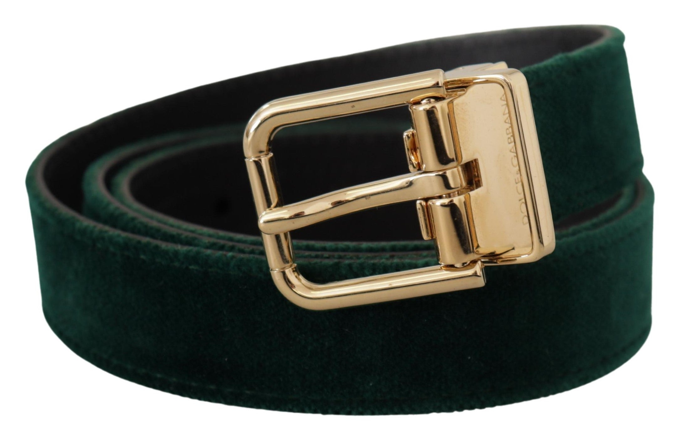 Dolce & Gabbana Emerald Velvet Designer Belt with Golden Buckle - Luksusmuotia Dolce & Gabbana - Tutustu YVES JAVANNI® 