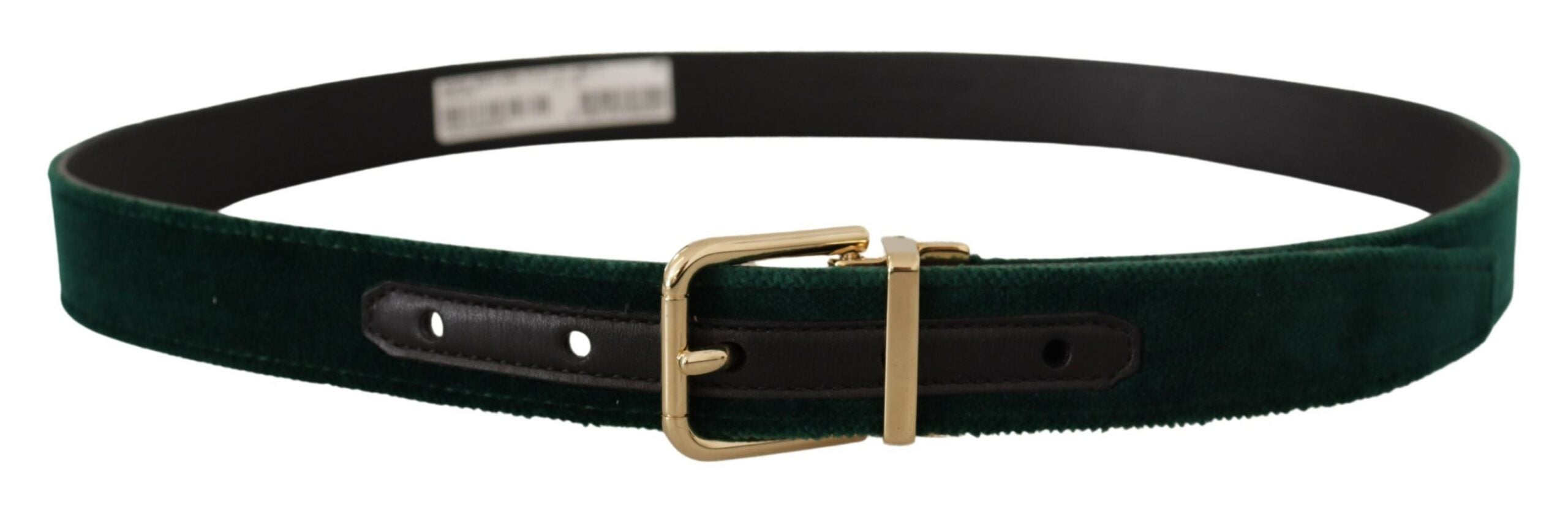 Dolce & Gabbana Emerald Velvet Designer Belt with Golden Buckle - Luksusmuotia Dolce & Gabbana - Tutustu YVES JAVANNI® 