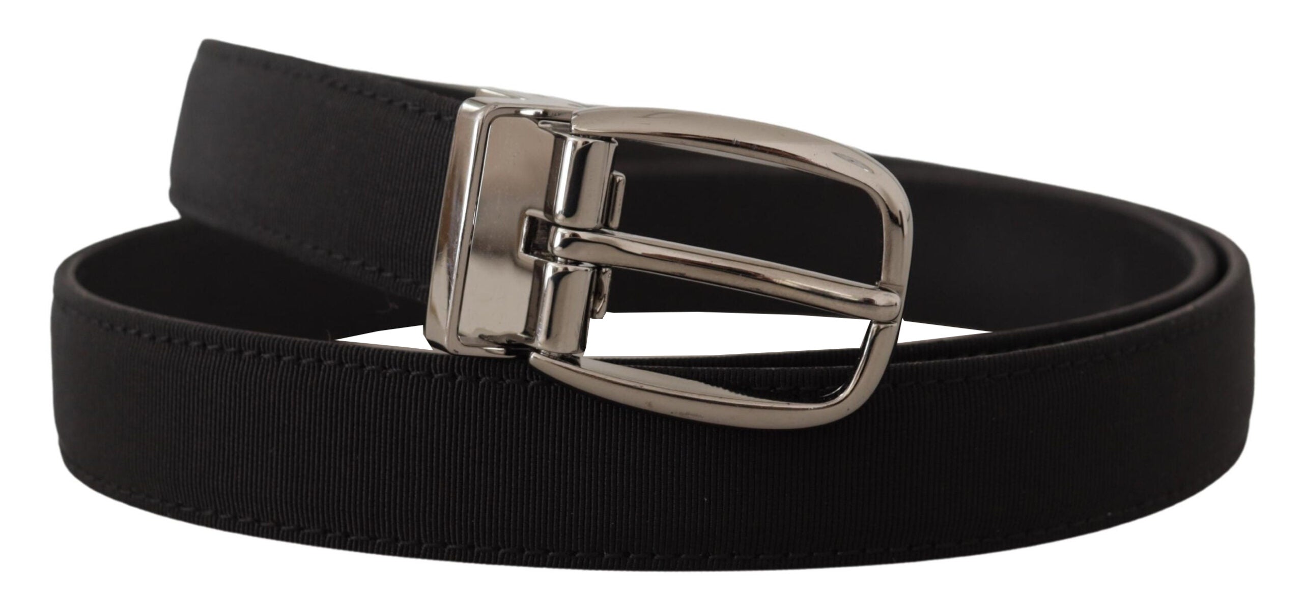 Dolce & Gabbana Elegant Grosgrain Leather Belt with Silver Buckle - Luksusmuotia Dolce & Gabbana - Tutustu YVES JAVANNI® 