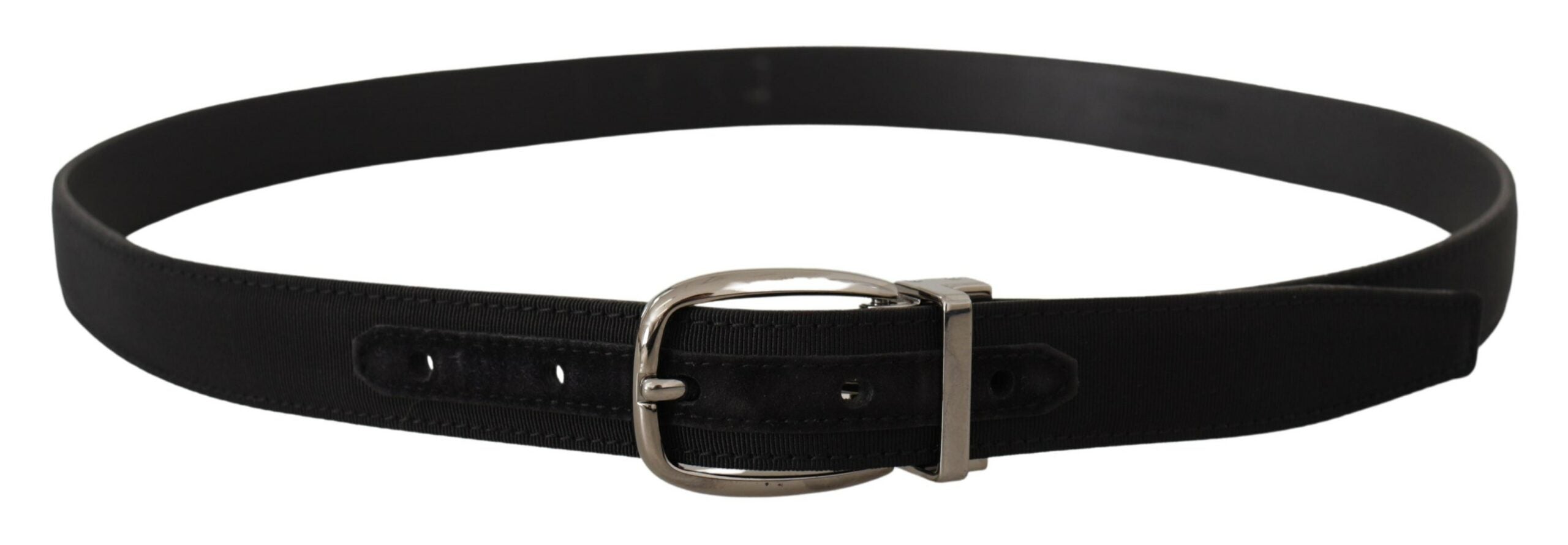 Dolce & Gabbana Elegant Grosgrain Leather Belt with Silver Buckle - Luksusmuotia Dolce & Gabbana - Tutustu YVES JAVANNI® 