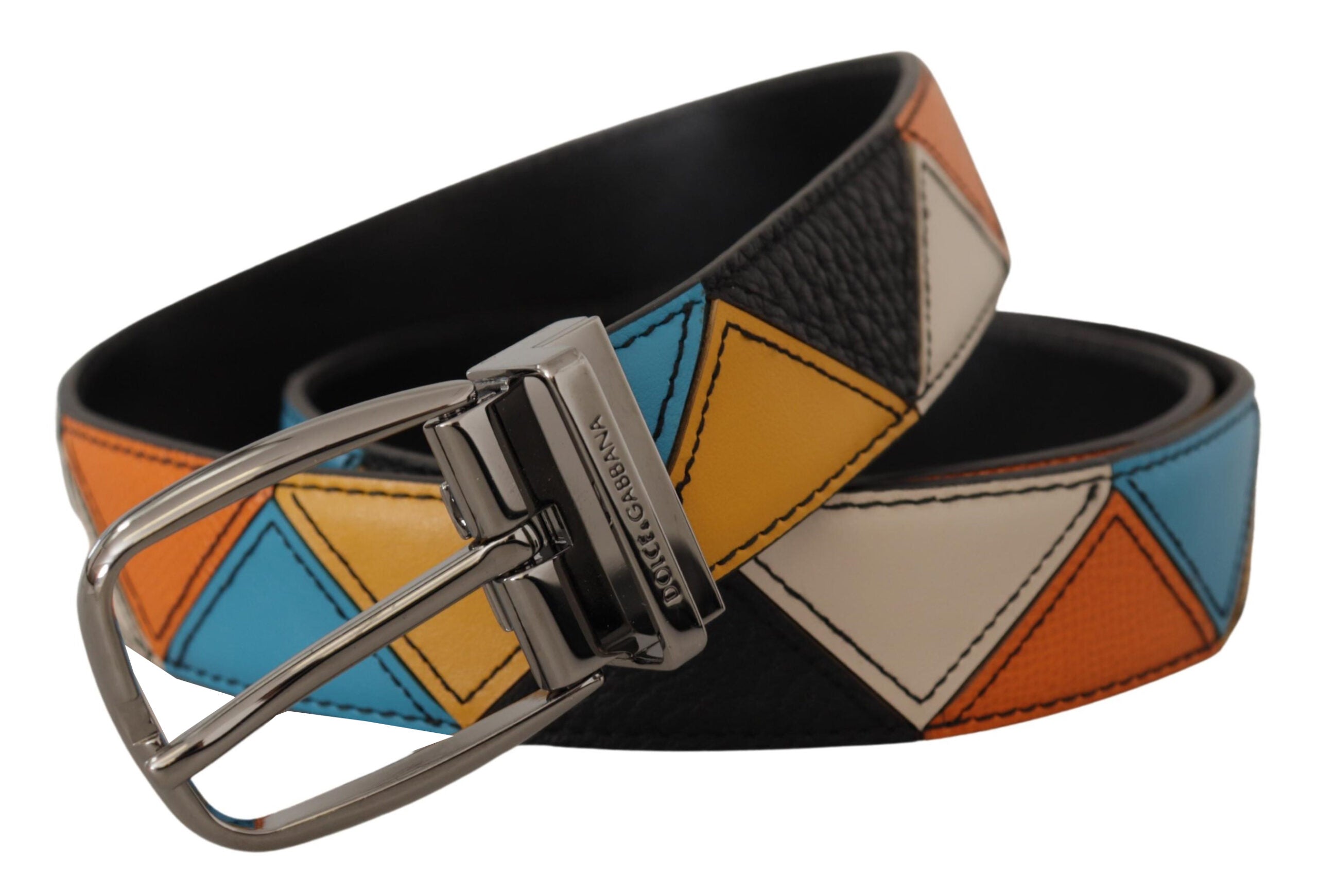 Dolce & Gabbana Elegant Multicolor Leather Belt with Silver Buckle - Luksusmuotia Dolce & Gabbana - Tutustu YVES JAVANNI® 