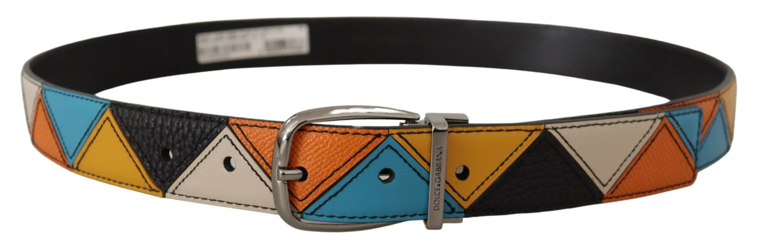 Dolce & Gabbana Elegant Multicolor Leather Belt with Silver Buckle - Luksusmuotia Dolce & Gabbana - Tutustu YVES JAVANNI® 