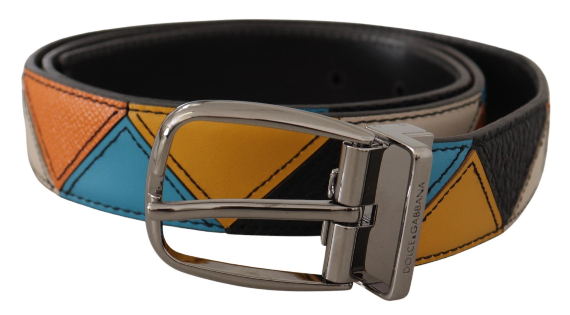 Dolce & Gabbana Elegant Multicolor Leather Belt with Silver Buckle - Luksusmuotia Dolce & Gabbana - Tutustu YVES JAVANNI® 