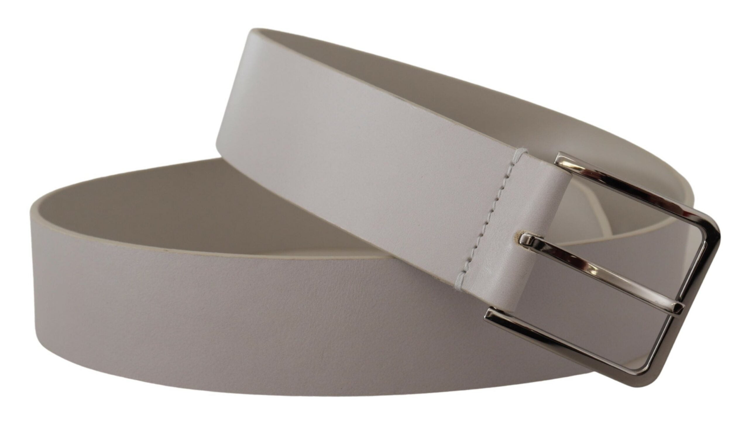 Dolce & Gabbana Elegant White Vitello Leather Belt - Luksusmuotia Dolce & Gabbana - Tutustu YVES JAVANNI® 