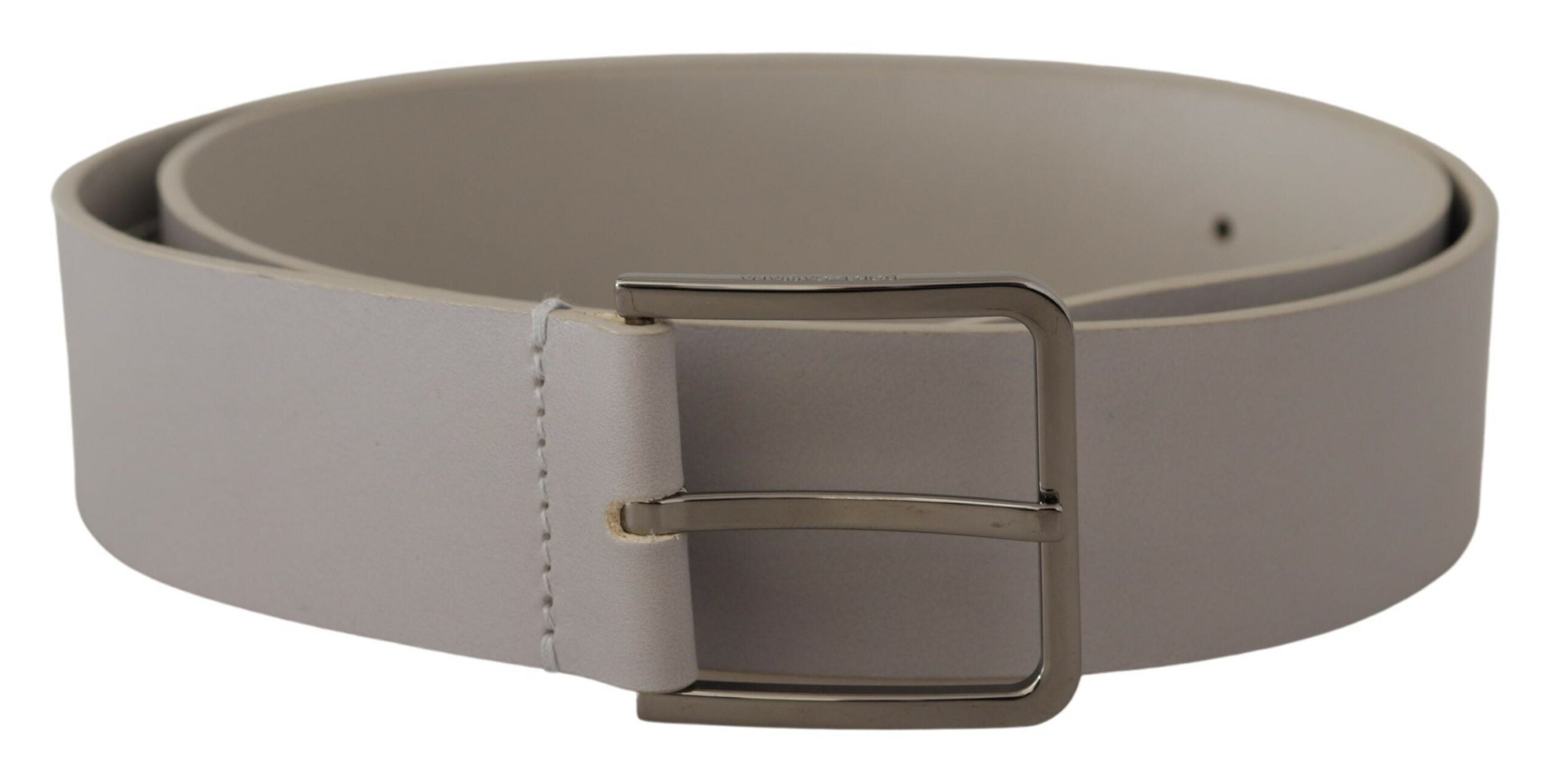 Dolce & Gabbana Elegant White Vitello Leather Belt - Luksusmuotia Dolce & Gabbana - Tutustu YVES JAVANNI® 