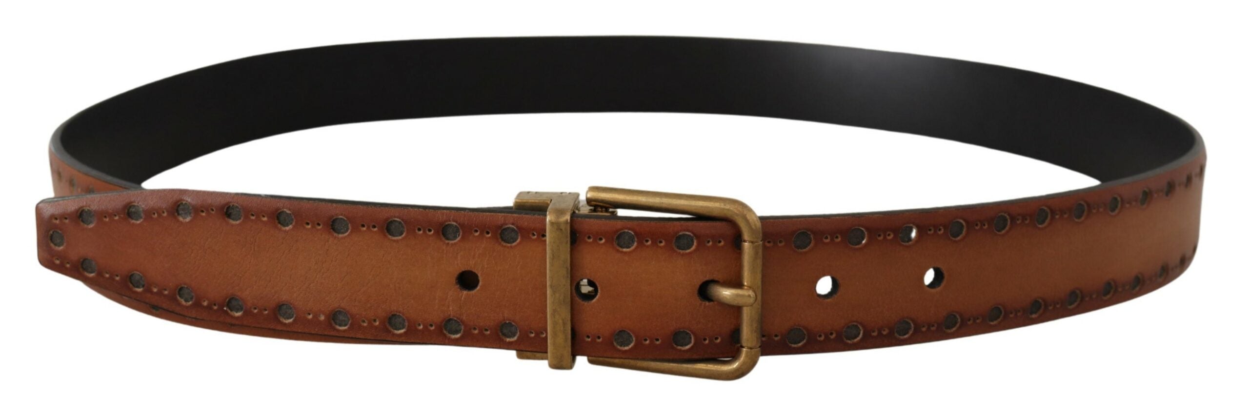 Dolce & Gabbana Elegant Brown Leather Belt with Brass Buckle - Luksusmuotia Dolce & Gabbana - Tutustu YVES JAVANNI® 