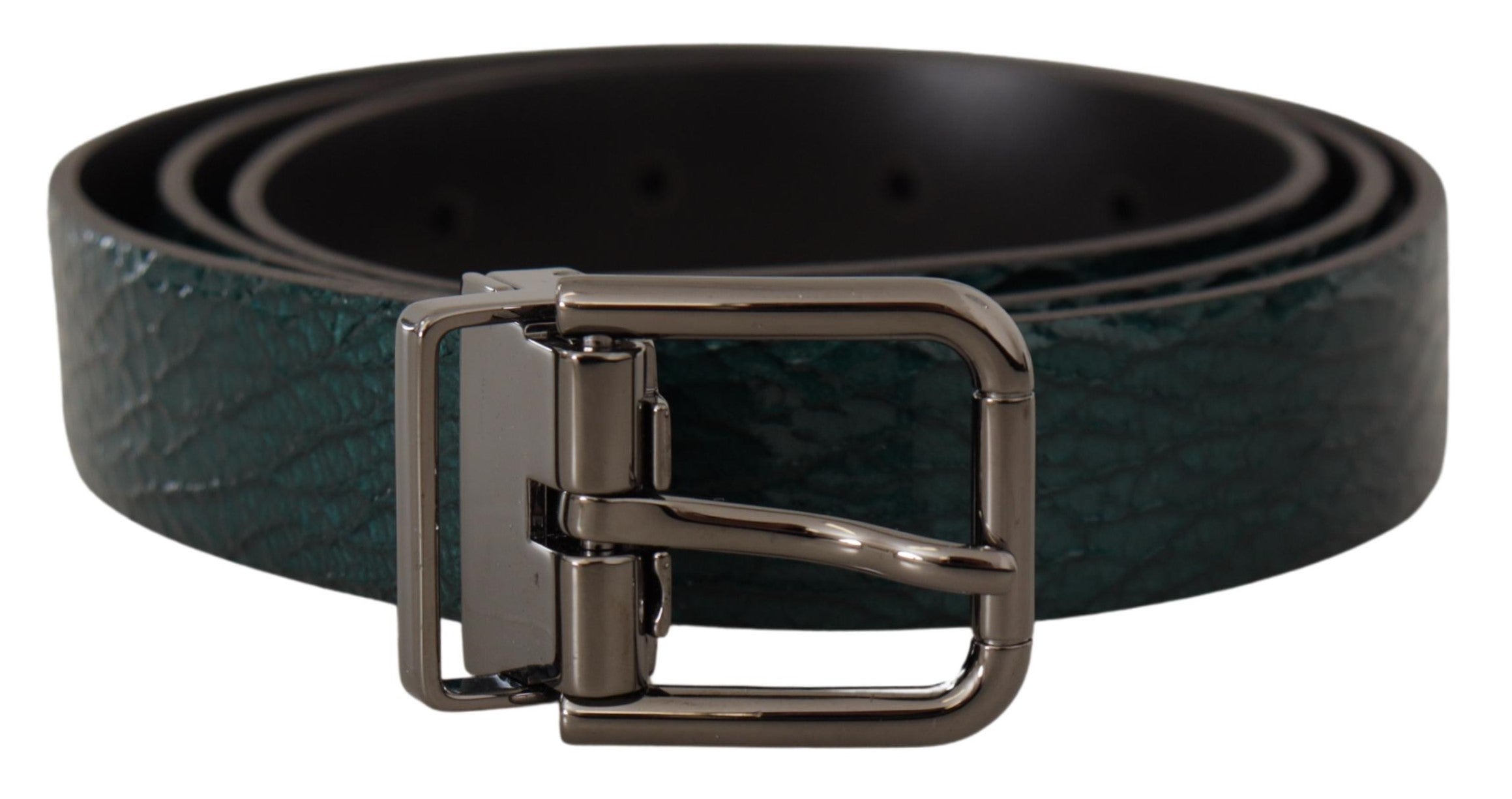 Dolce & Gabbana Elegant Green Leather Belt with Silver Buckle - Luksusmuotia Dolce & Gabbana - Tutustu YVES JAVANNI® 