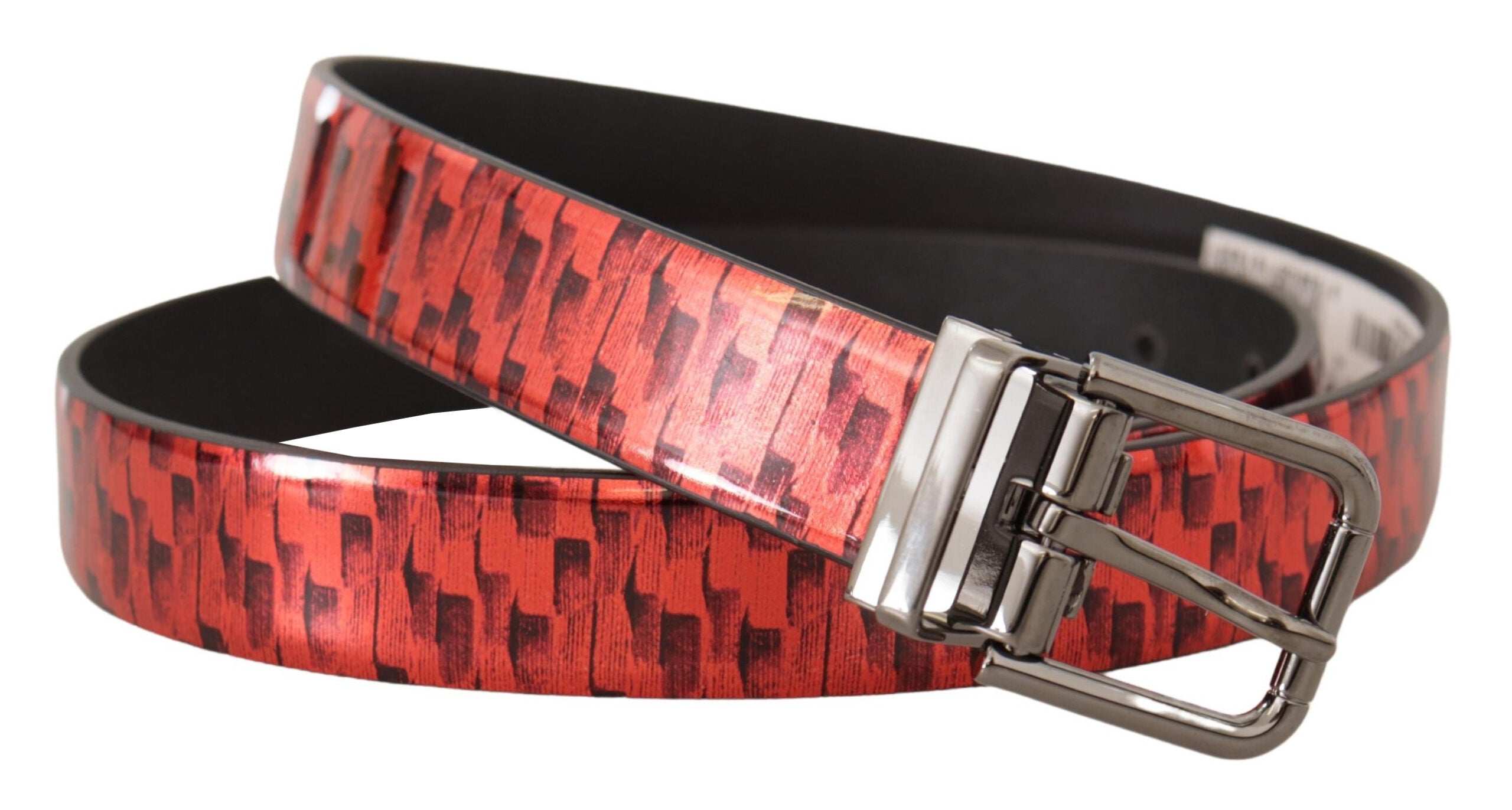 Dolce & Gabbana Elegant Red Leather Belt with Silver Buckle - Luksusmuotia Dolce & Gabbana - Tutustu YVES JAVANNI® 