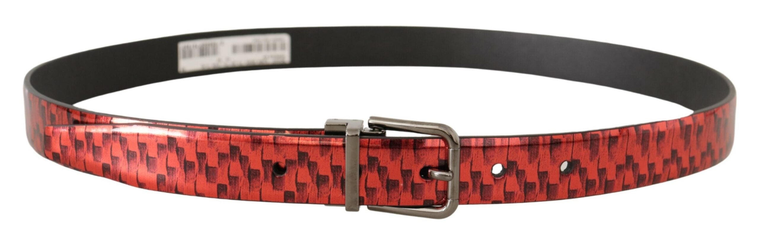 Dolce & Gabbana Elegant Red Leather Belt with Silver Buckle - Luksusmuotia Dolce & Gabbana - Tutustu YVES JAVANNI® 