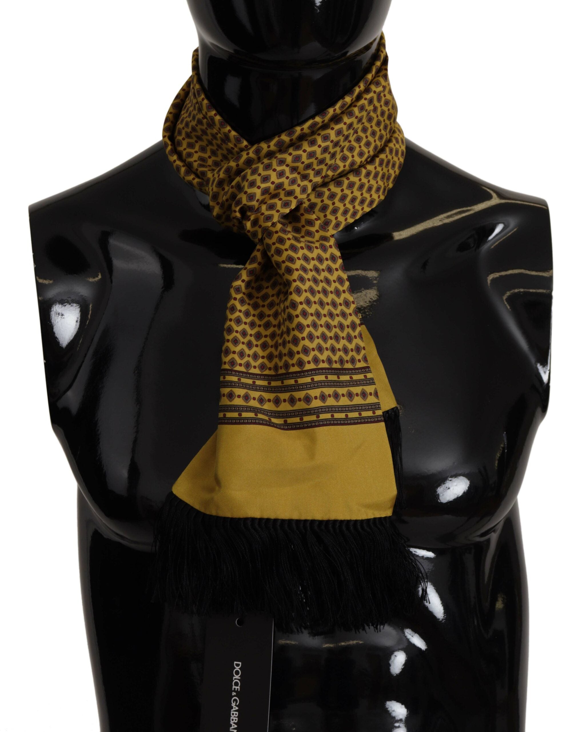 Dolce & Gabbana Elegant Yellow Silk Men's Scarf - Luksusmuotia Dolce & Gabbana - Tutustu YVES JAVANNI® 