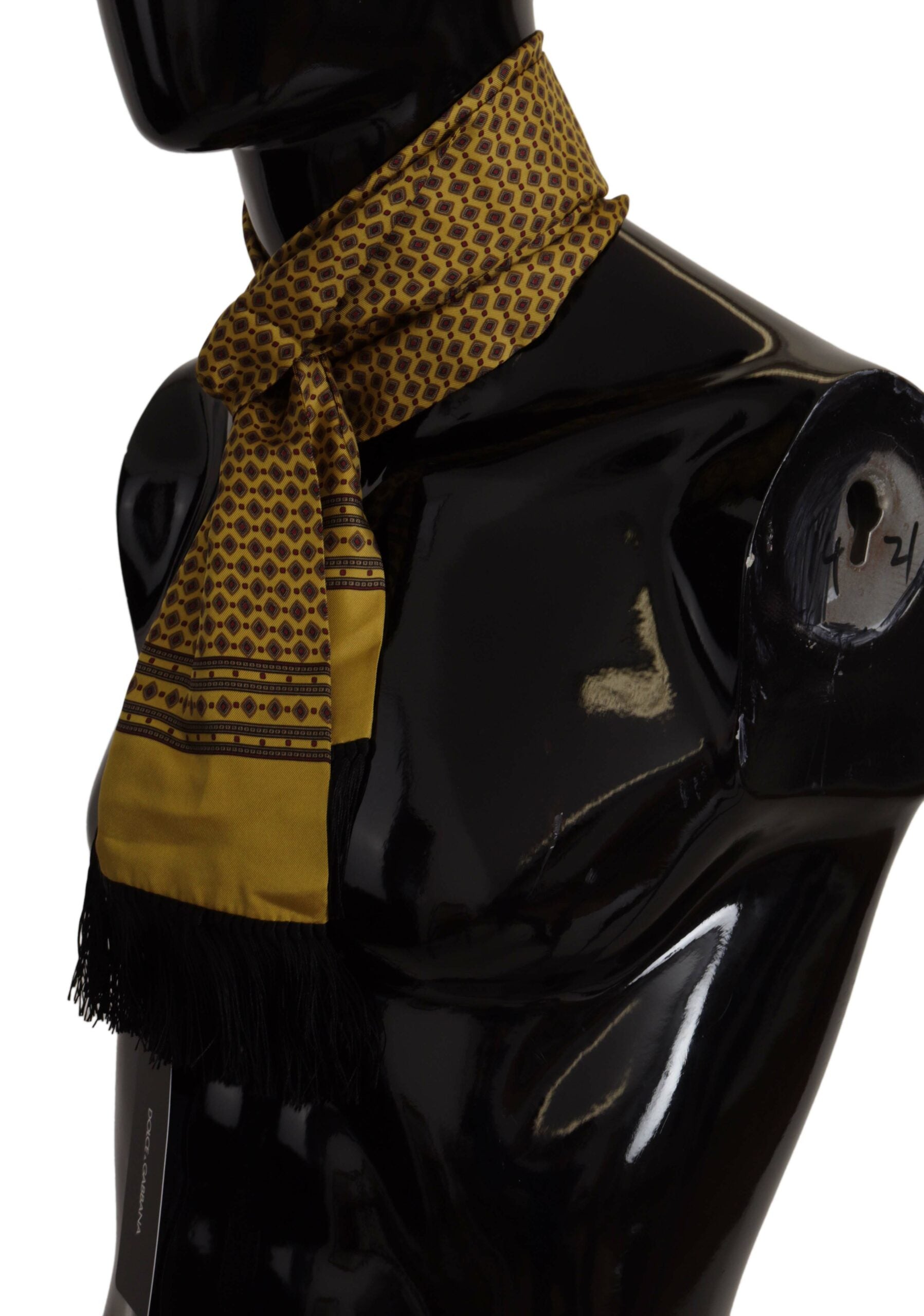 Dolce & Gabbana Elegant Yellow Silk Men's Scarf - Luksusmuotia Dolce & Gabbana - Tutustu YVES JAVANNI® 