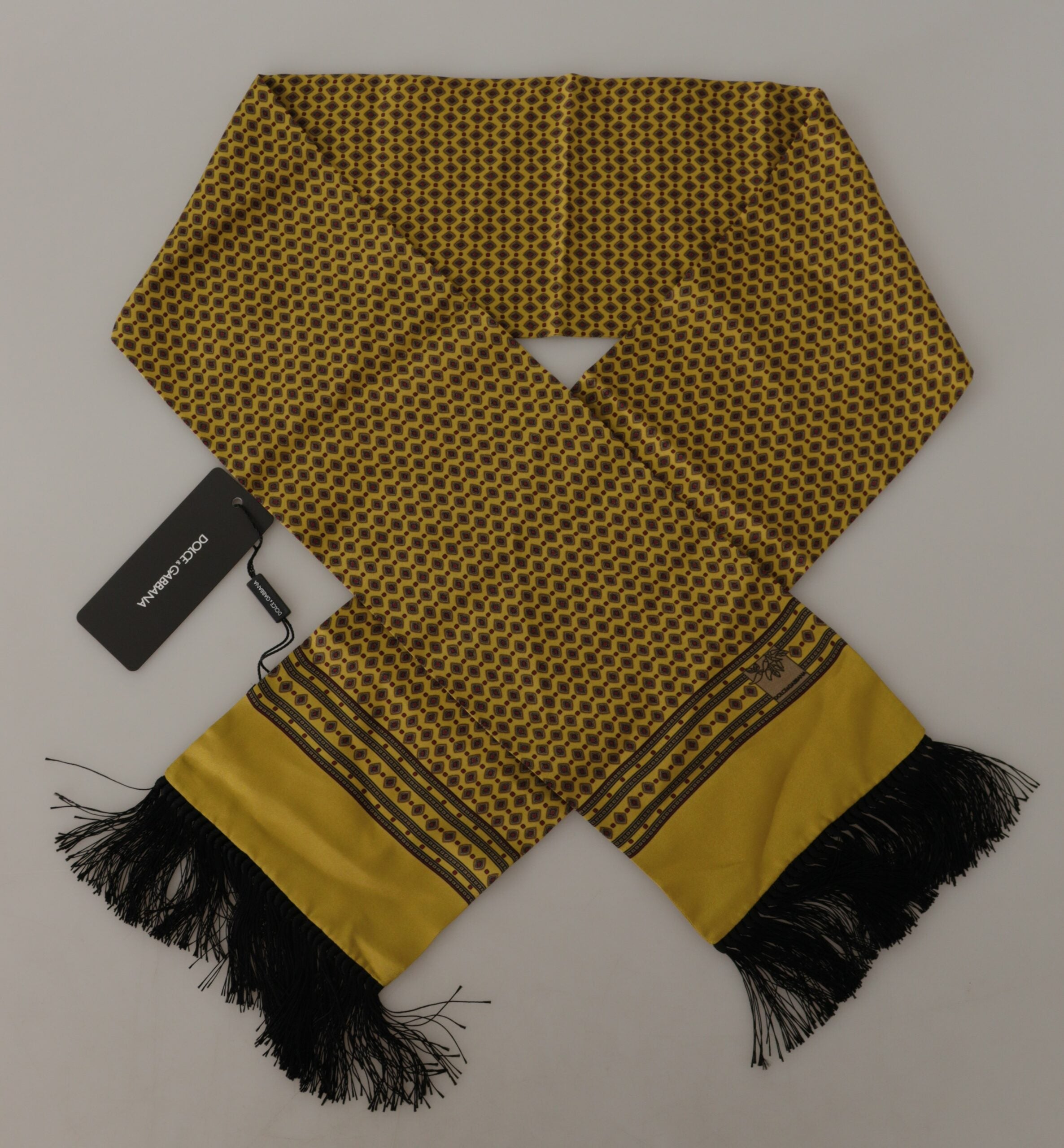 Dolce & Gabbana Elegant Yellow Silk Men's Scarf - Luksusmuotia Dolce & Gabbana - Tutustu YVES JAVANNI® 